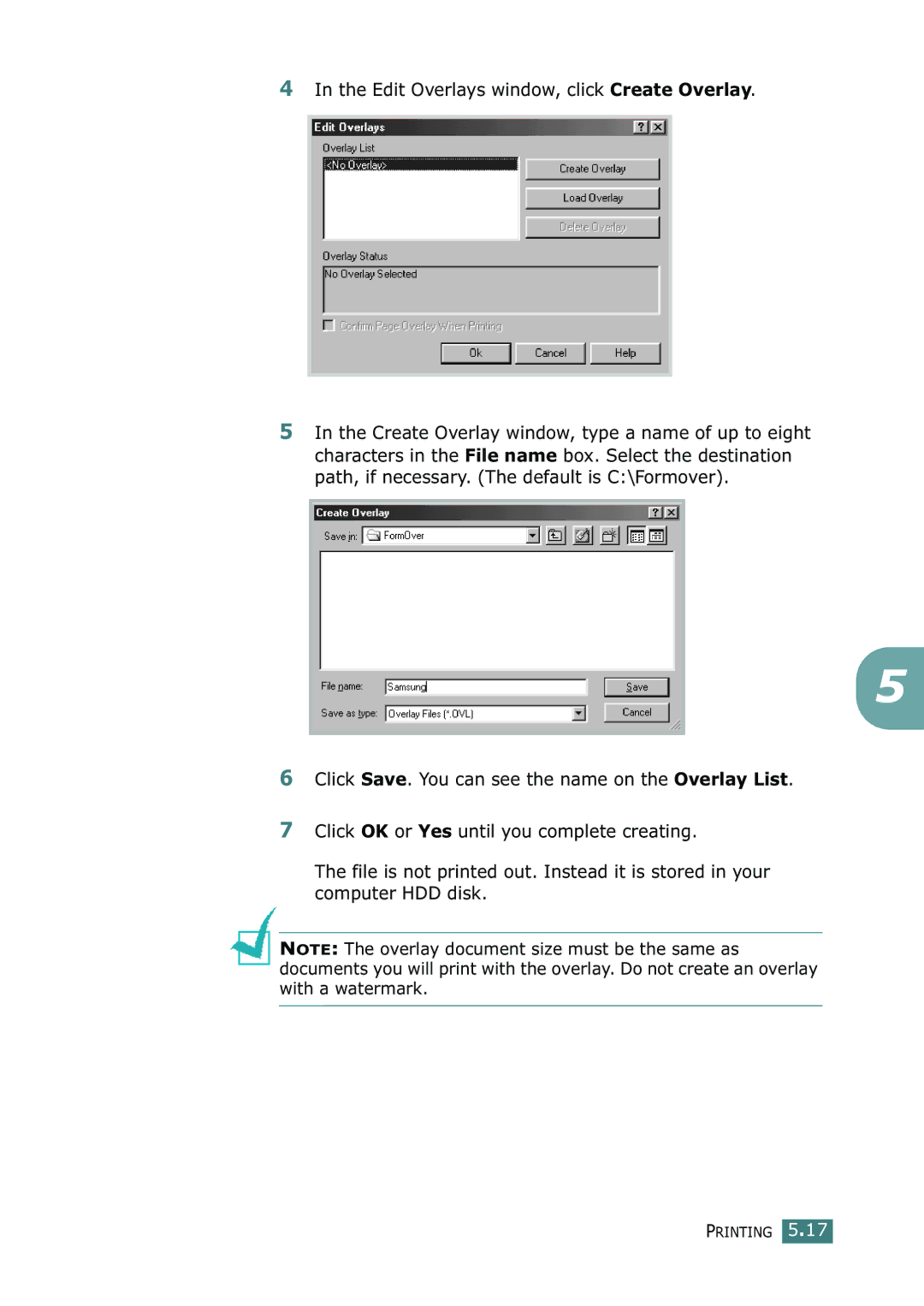 Ricoh 4016 Series manual Edit Overlays window, click Create Overlay 