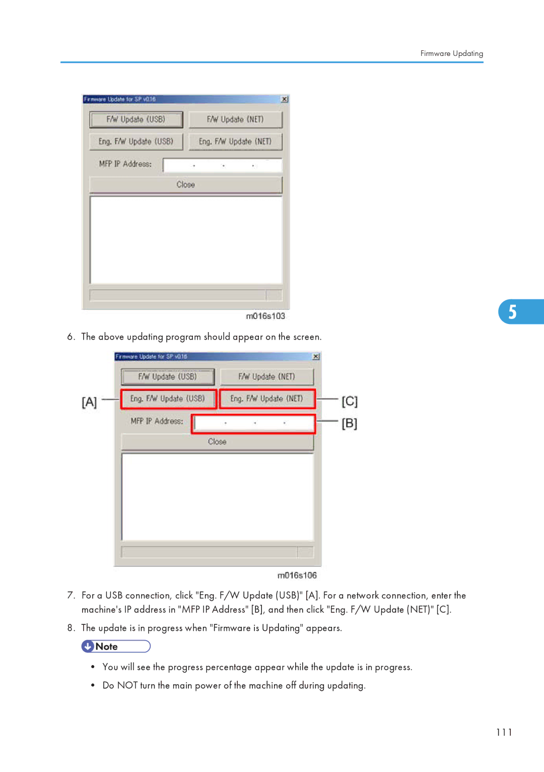 Ricoh 406460 service manual Above updating program should appear on the screen 