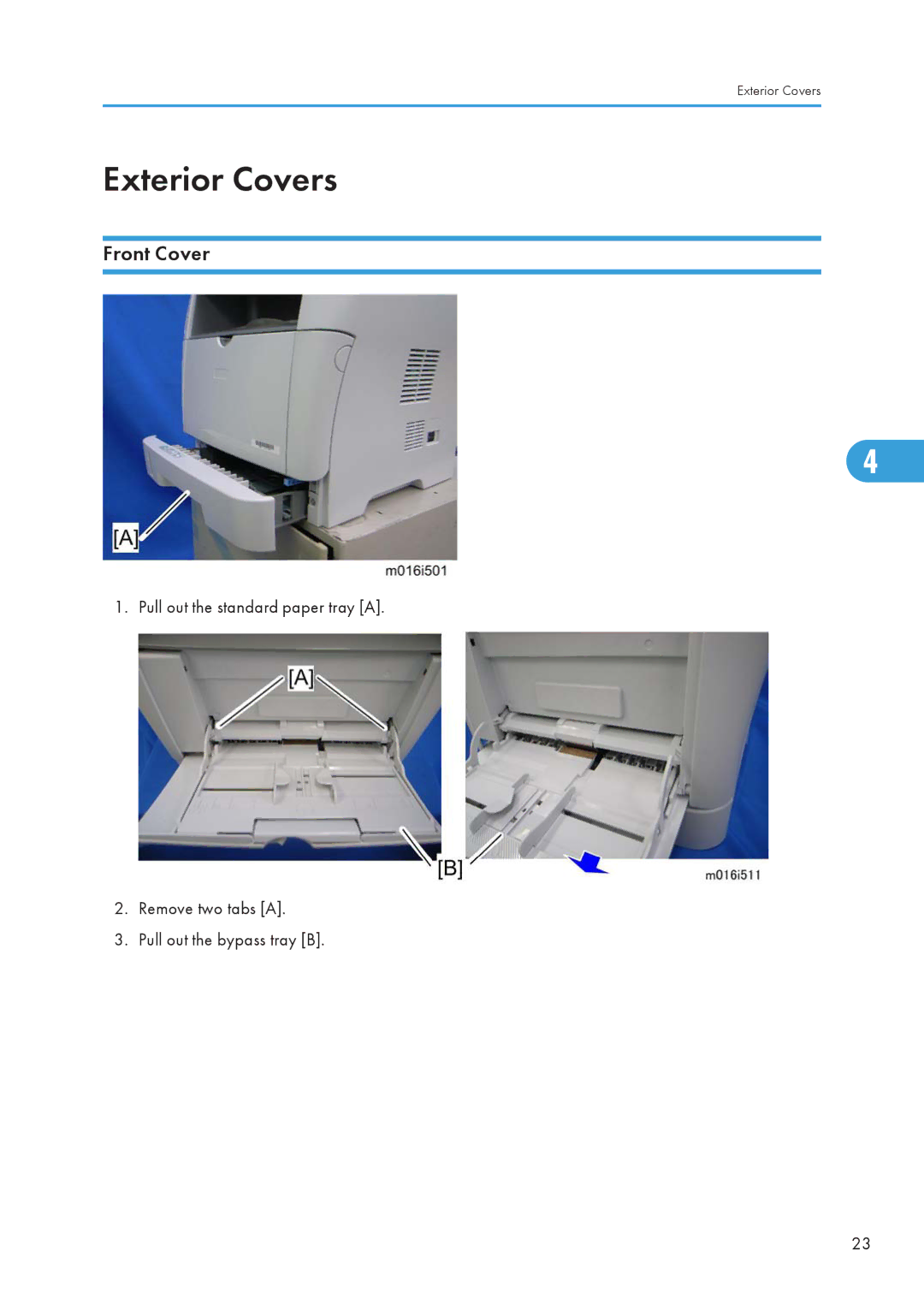 Ricoh 406460 service manual Exterior Covers, Front Cover 