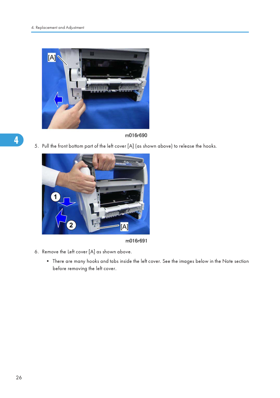 Ricoh 406460 service manual Replacement and Adjustment 