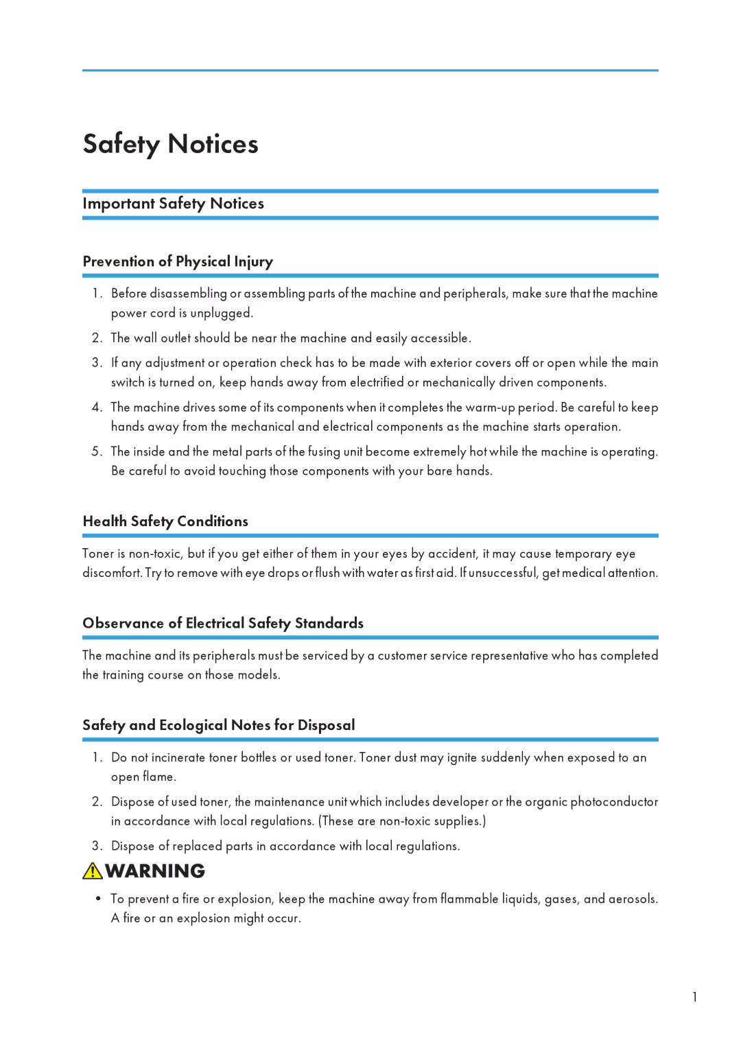 Ricoh 406460 service manual Important Safety Notices 