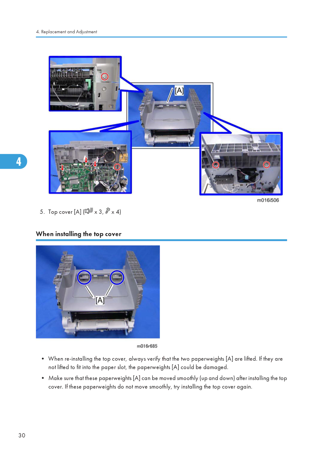 Ricoh 406460 service manual When installing the top cover 