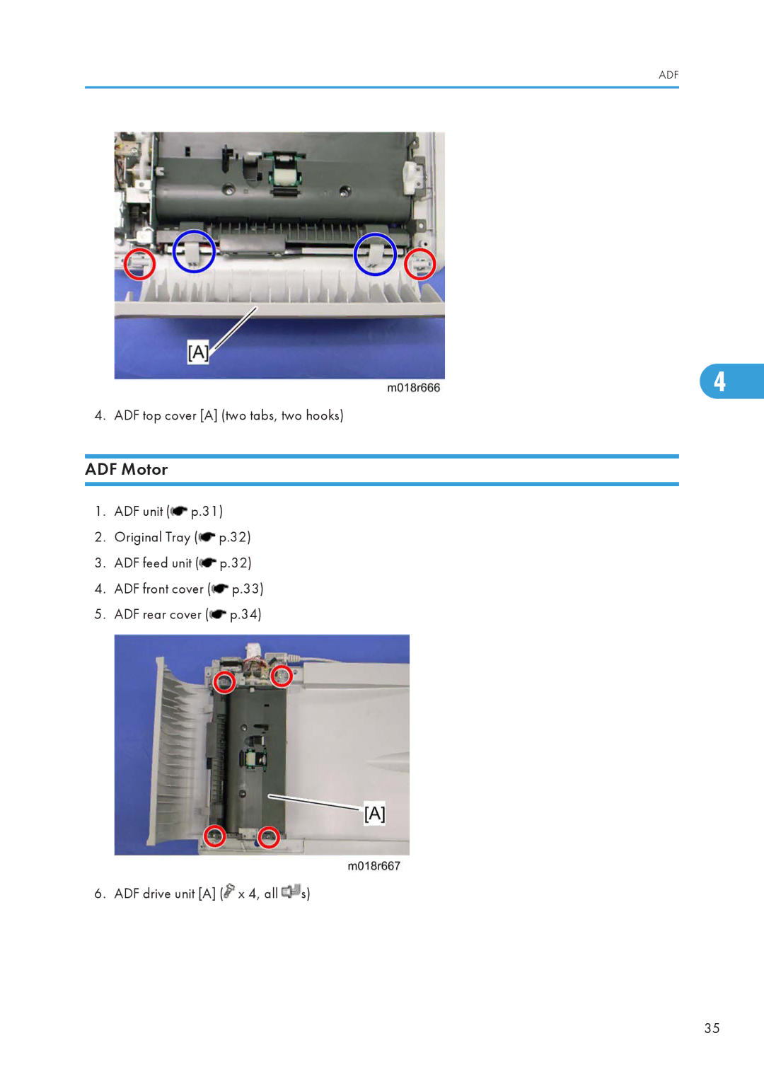 Ricoh 406460 service manual ADF Motor 