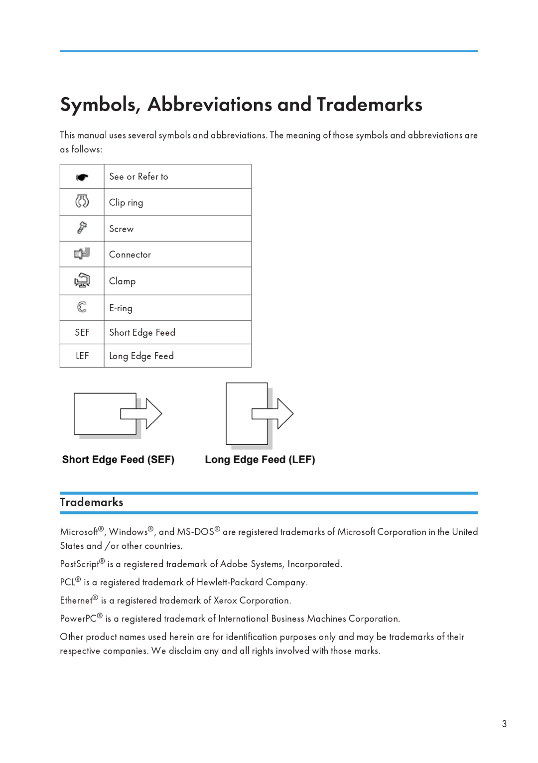 Ricoh 406460 service manual Symbols, Abbreviations and Trademarks 