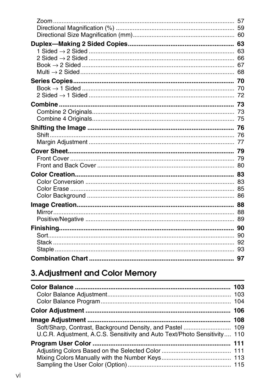 Ricoh 4506 operating instructions 103, 106, 108, 111 