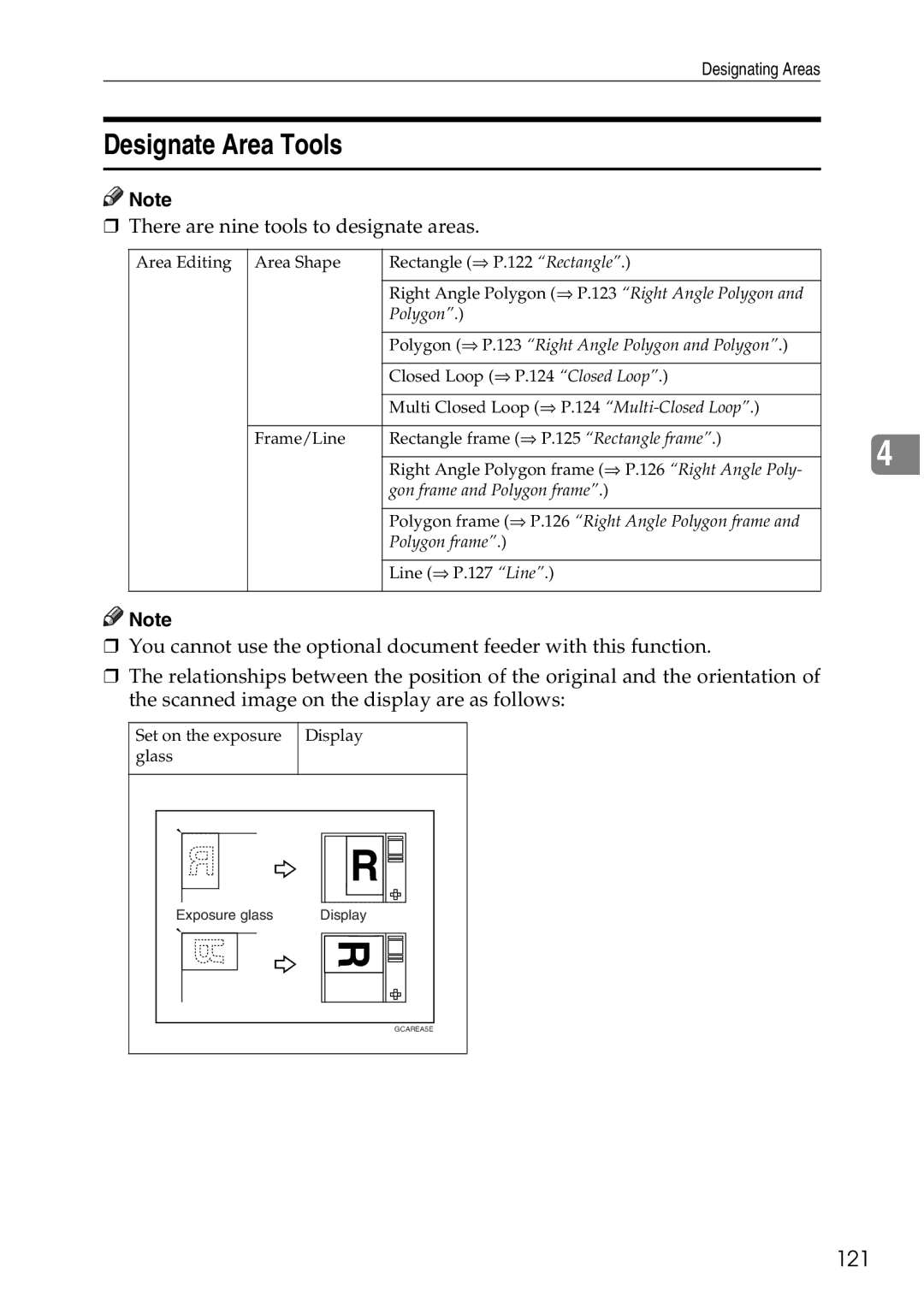 Ricoh 4506 operating instructions Designate Area Tools, 121 