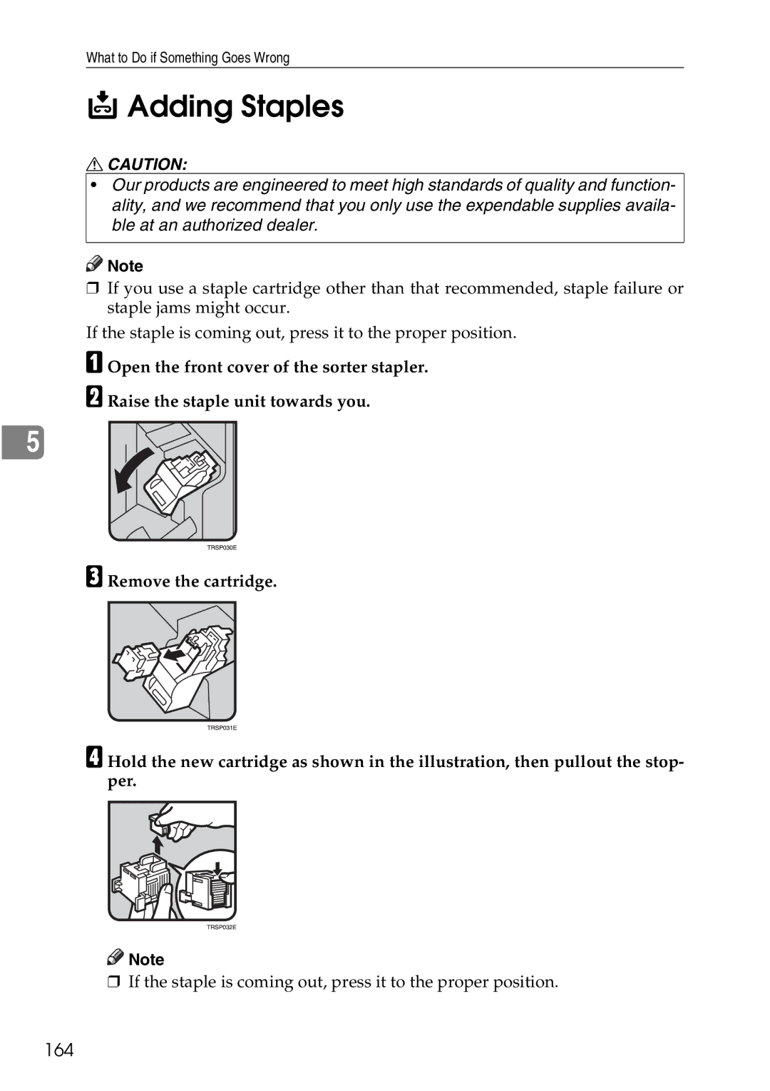 Ricoh 4506 operating instructions Adding Staples, 164 