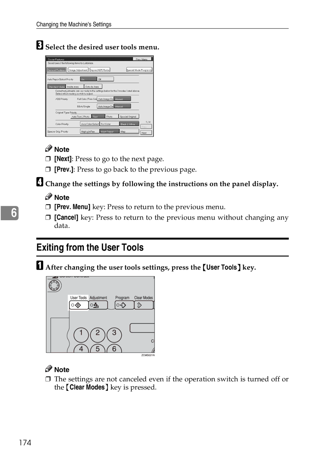 Ricoh 4506 operating instructions Exiting from the User Tools, 174 