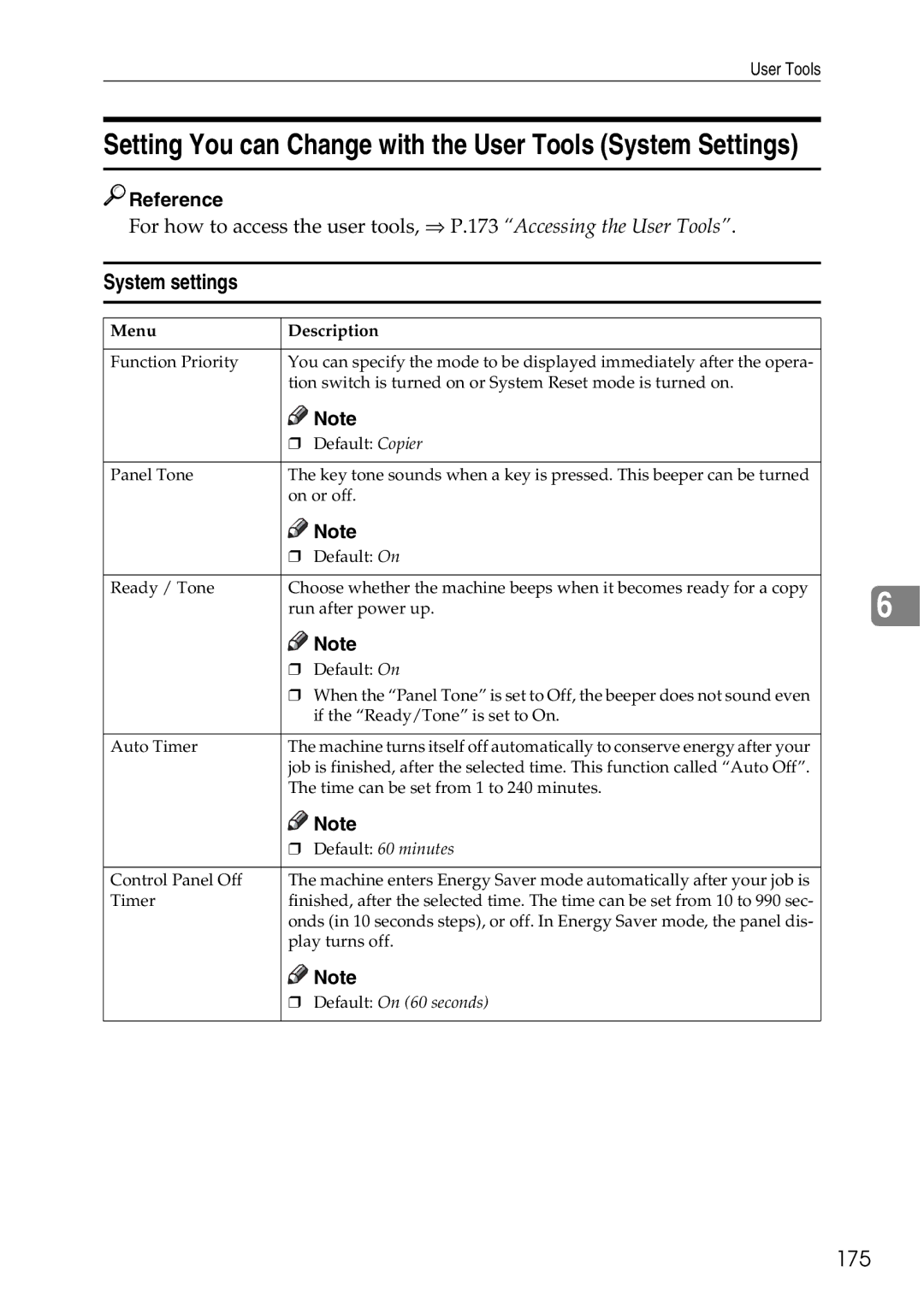 Ricoh 4506 operating instructions System settings, 175 