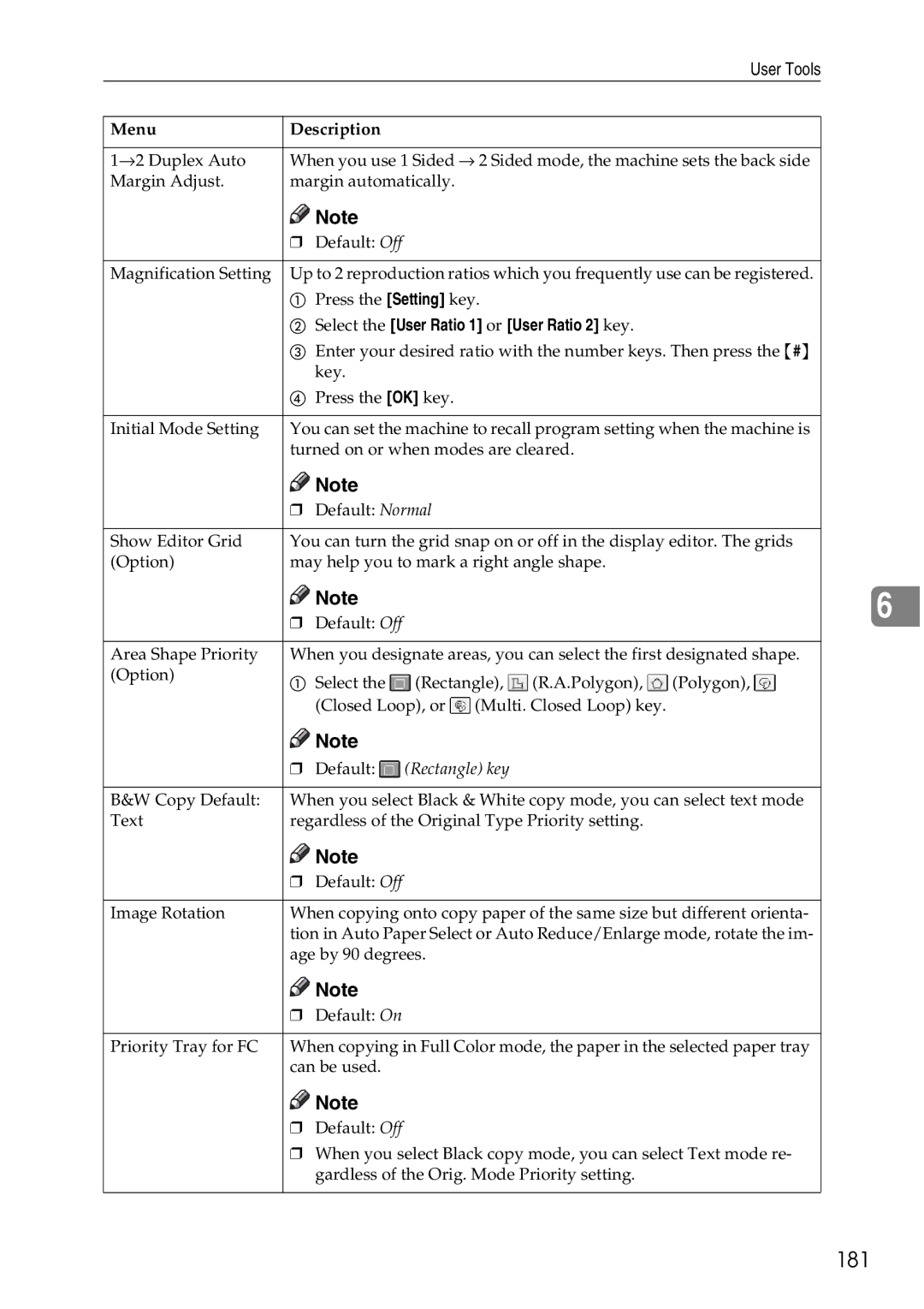 Ricoh 4506 operating instructions 181, Select the User Ratio 1 or User Ratio 2 key 