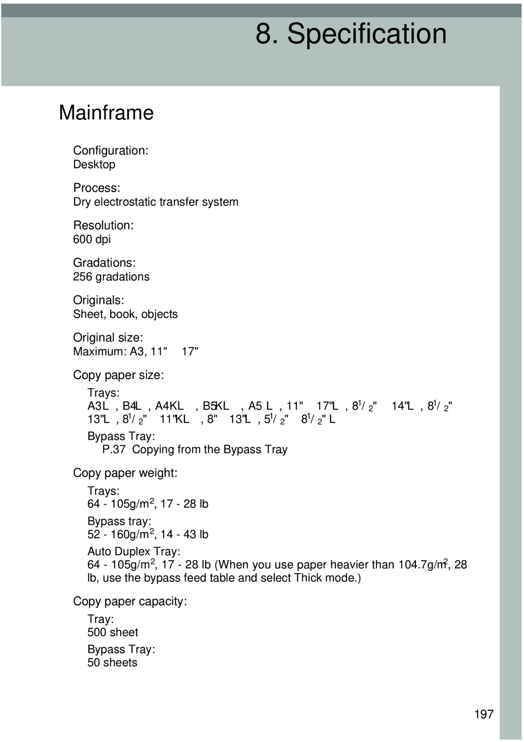 Ricoh 4506 operating instructions Mainframe 