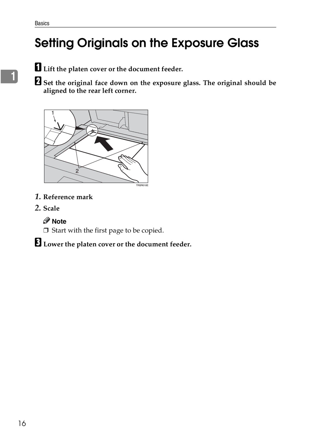 Ricoh 4506 operating instructions Setting Originals on the Exposure Glass 