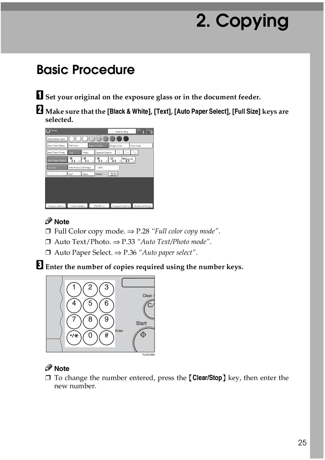 Ricoh 4506 operating instructions Copying, Basic Procedure 