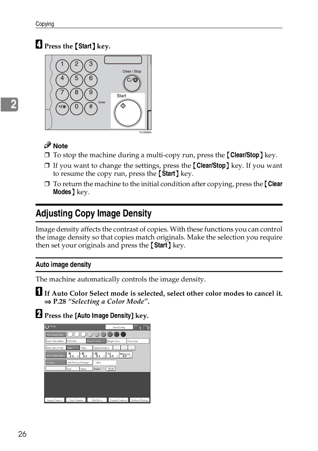 Ricoh 4506 operating instructions Adjusting Copy Image Density, Auto image density, Press the Auto Image Density key 