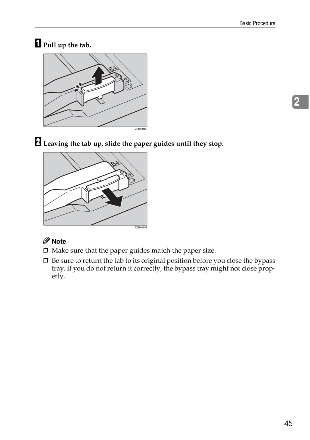 Ricoh 4506 operating instructions Make sure that the paper guides match the paper size 