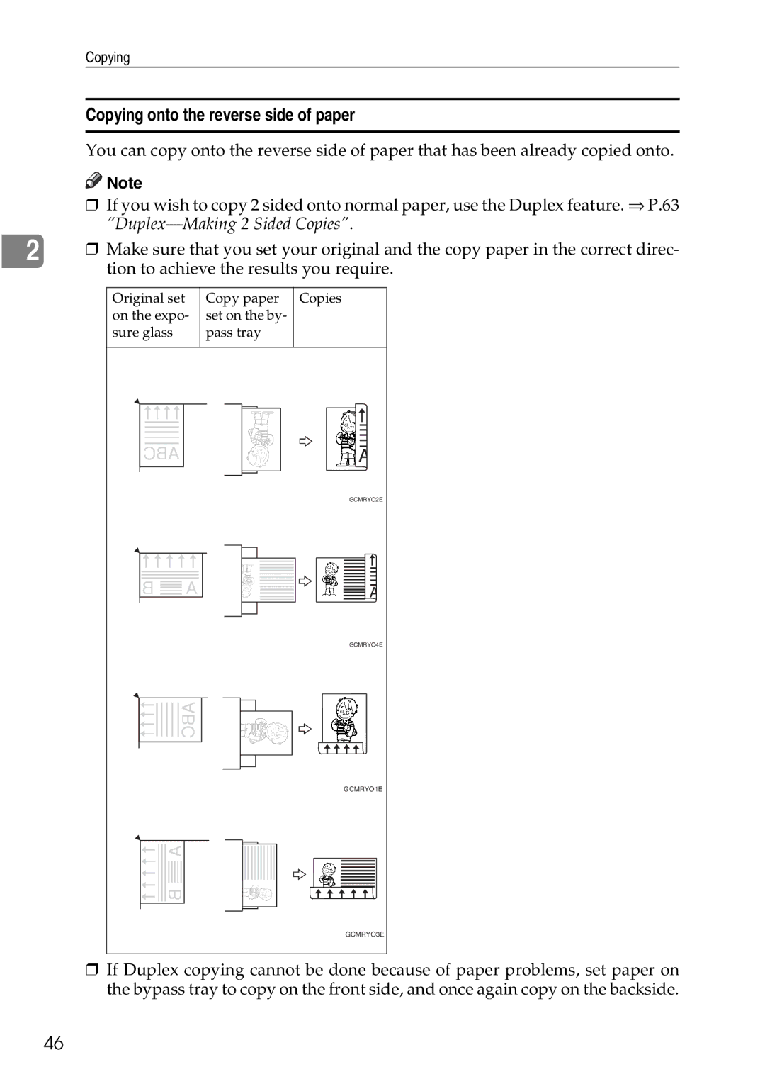 Ricoh 4506 operating instructions Copying onto the reverse side of paper, Abc 