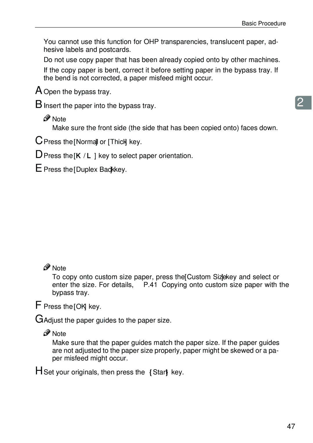 Ricoh 4506 operating instructions Open the bypass tray Insert the paper into the bypass tray 