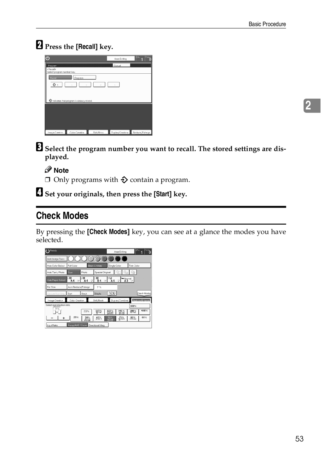 Ricoh 4506 operating instructions Check Modes 