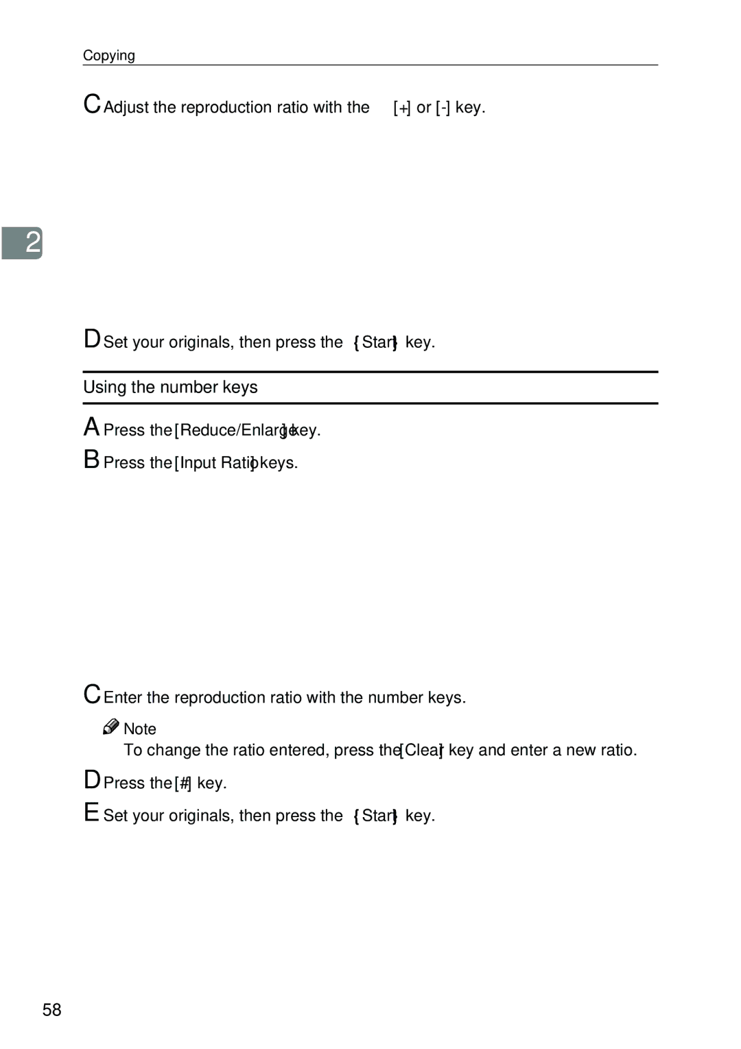 Ricoh 4506 operating instructions Using the number keys 