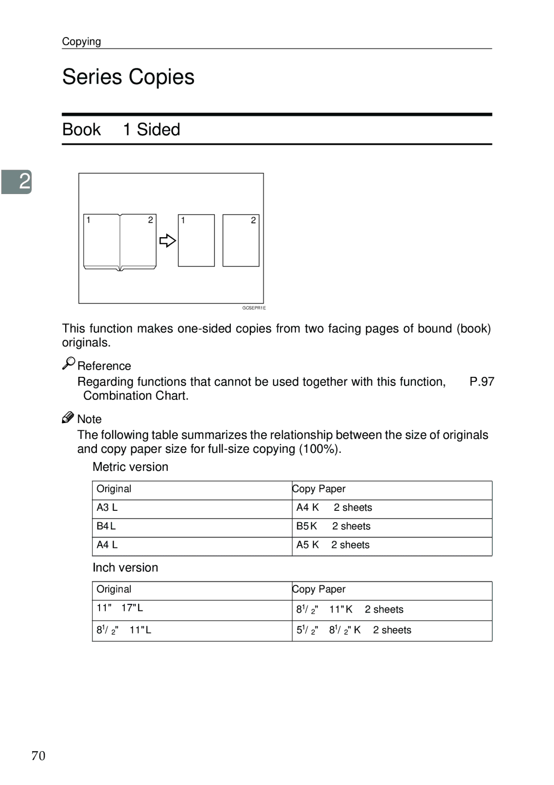 Ricoh 4506 operating instructions Series Copies, Book → 1 Sided 