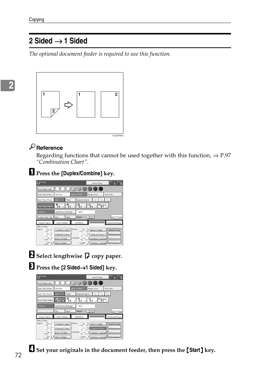 Ricoh 4506 operating instructions Sided → 1 Sided 