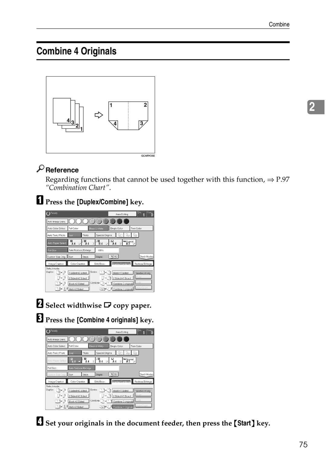 Ricoh 4506 operating instructions Combine 4 Originals 