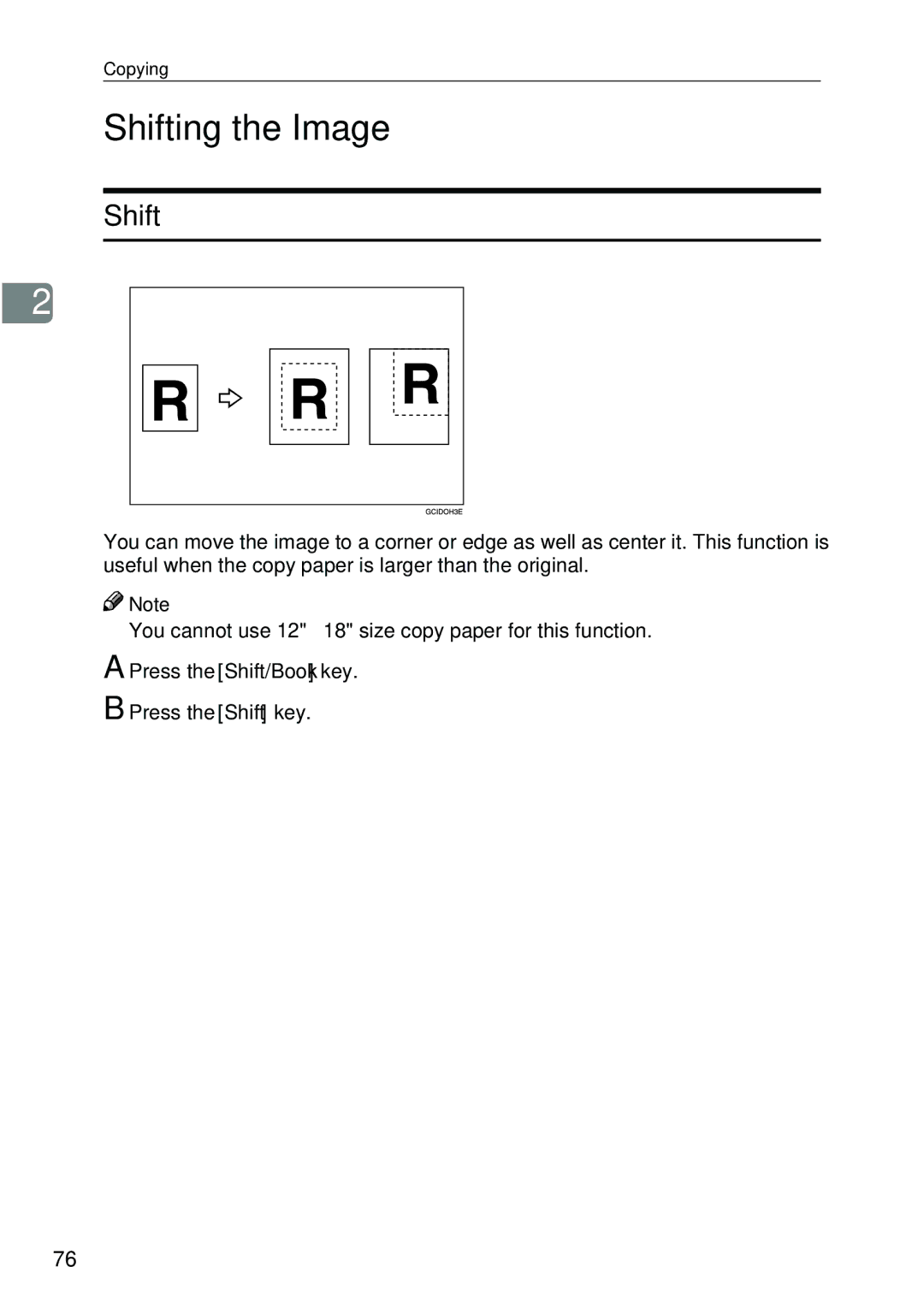 Ricoh 4506 operating instructions Shifting the Image 