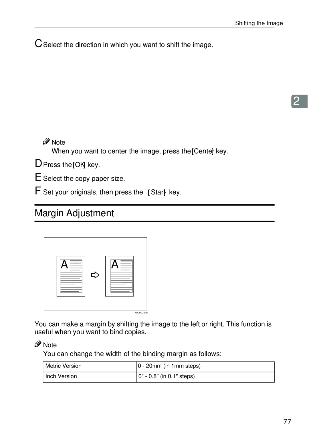 Ricoh 4506 operating instructions Margin Adjustment 