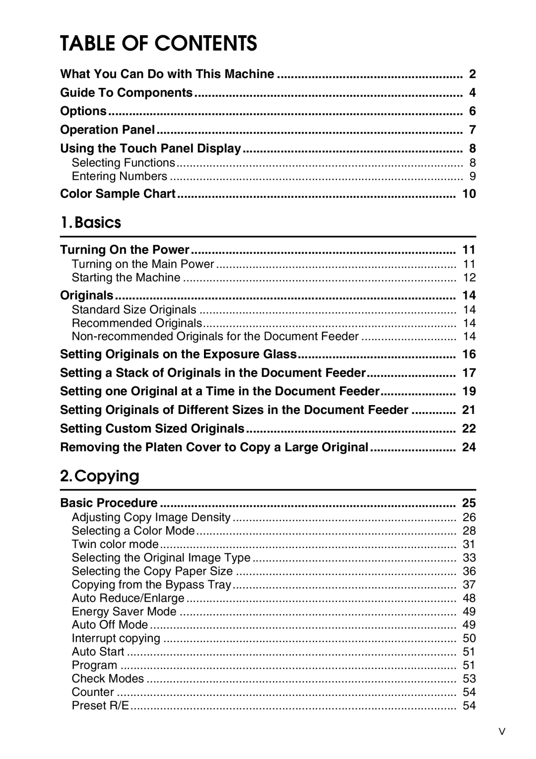 Ricoh 4506 operating instructions Table of Contents 