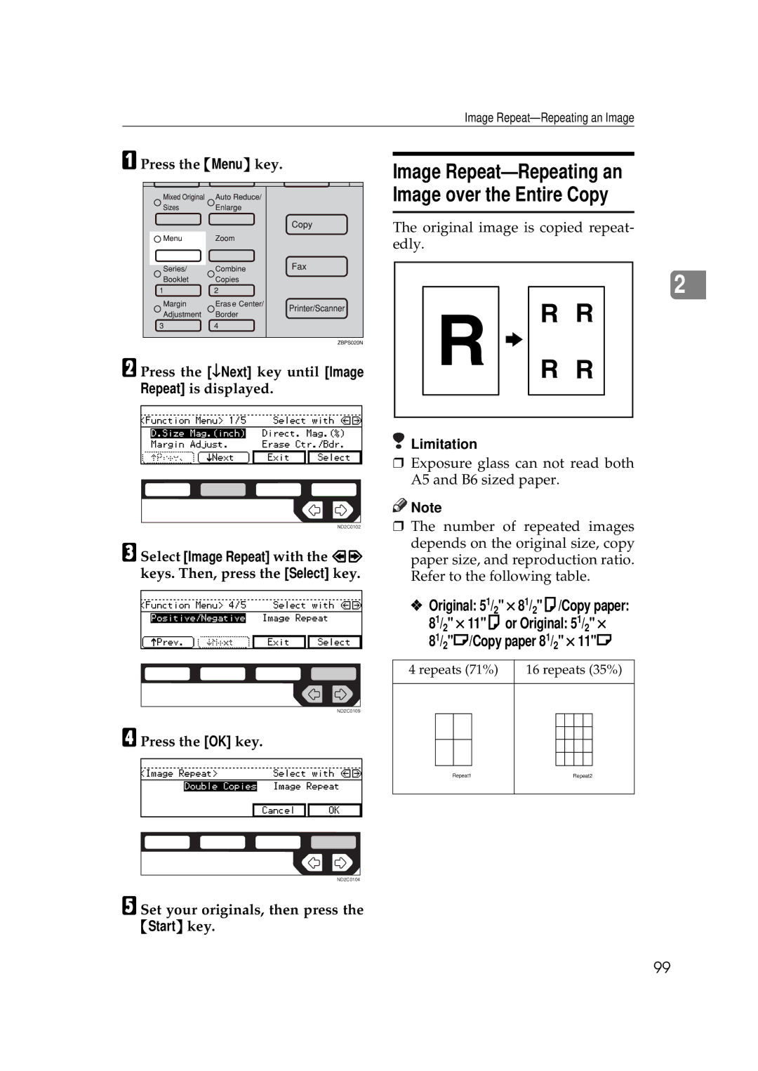 Ricoh 350e, 450e manual Original 51/2 × 81/2K/Copy paper, Original image is copied repeat, Edly 