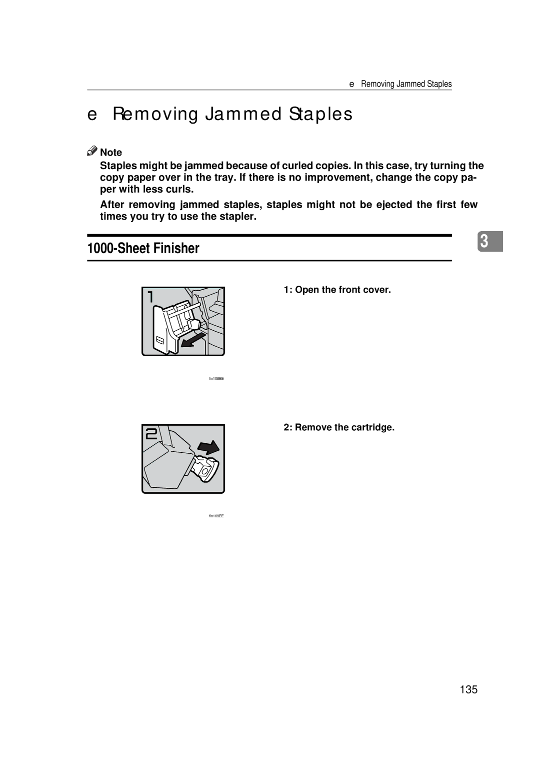 Ricoh 350e, 450e manual Removing Jammed Staples, 135 