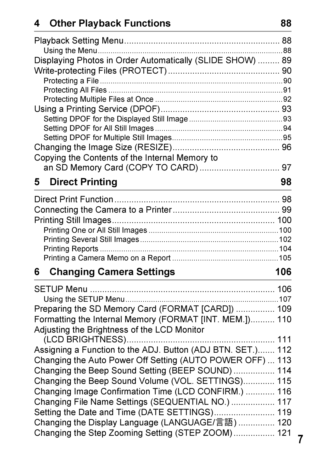 Ricoh 500SE manual Other Playback Functions, Direct Printing, Changing Camera Settings 106 