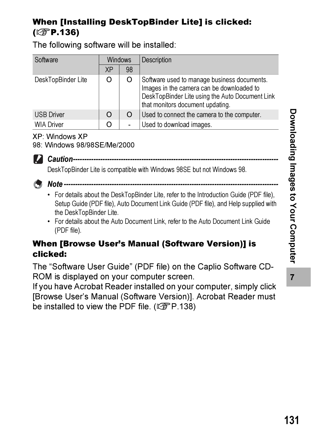 Ricoh 500SE manual 131, When Installing DeskTopBinder Lite is clicked GP.136 