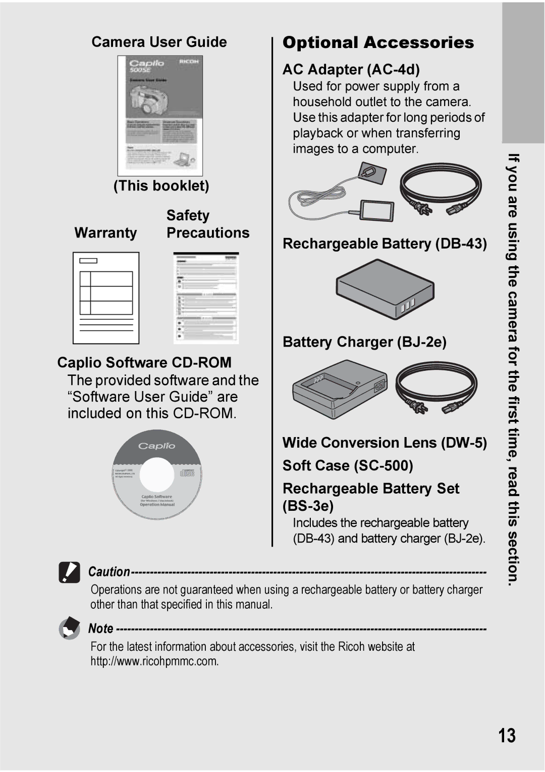 Ricoh 500SE manual Optional Accessories, AC Adapter AC-4d 