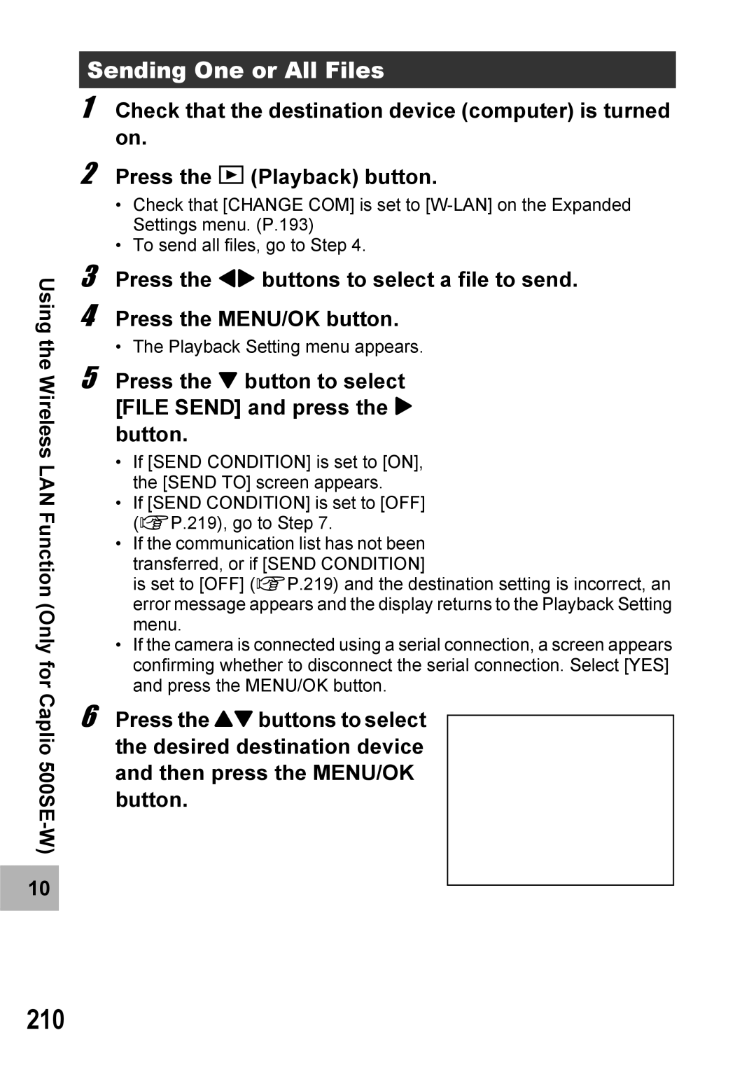 Ricoh 500SE manual 210, Sending One or All Files 