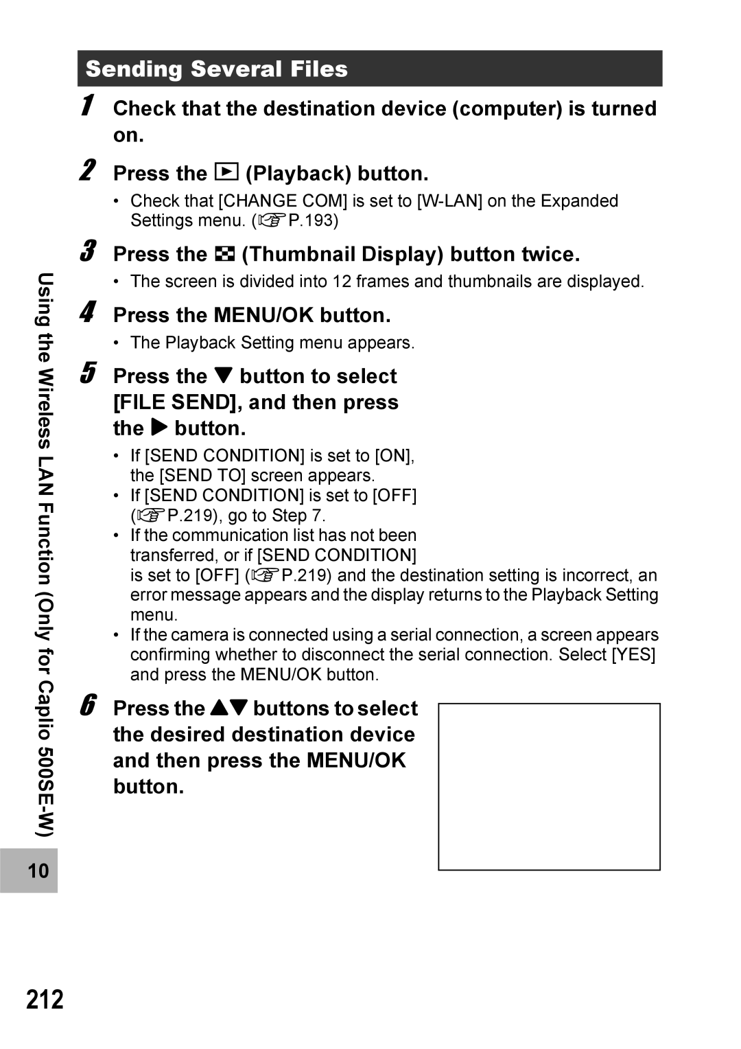 Ricoh 500SE manual 212, Sending Several Files 