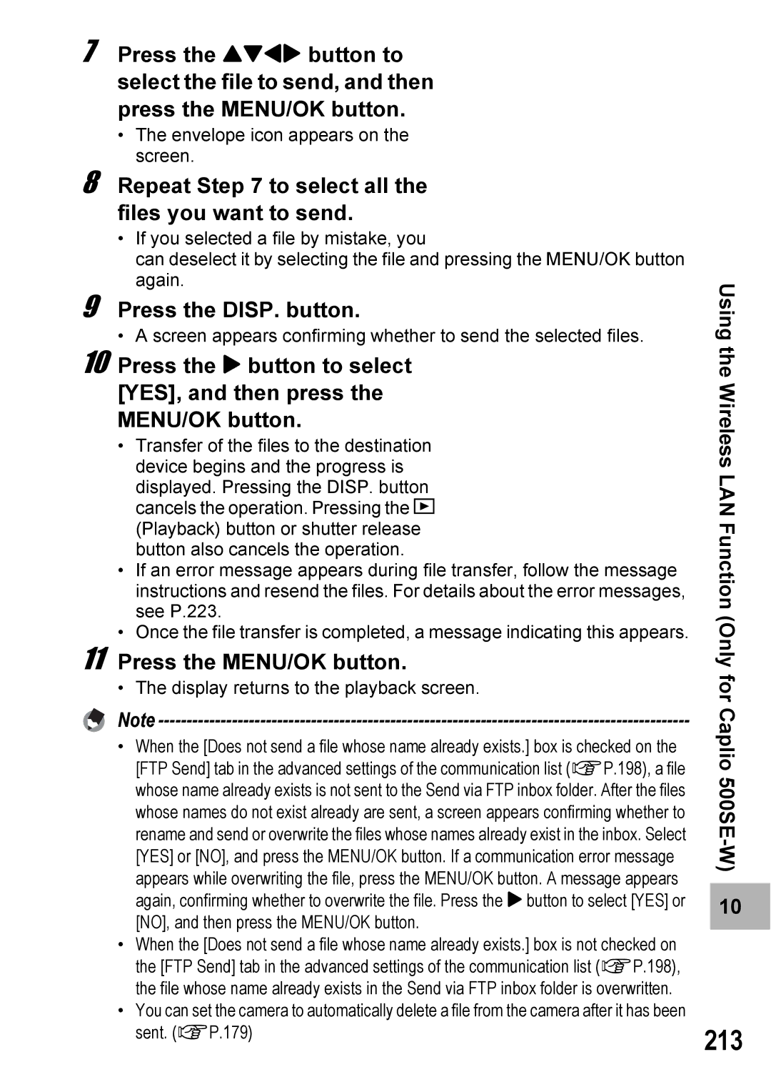 Ricoh 500SE manual 213, Repeat to select all the files you want to send 