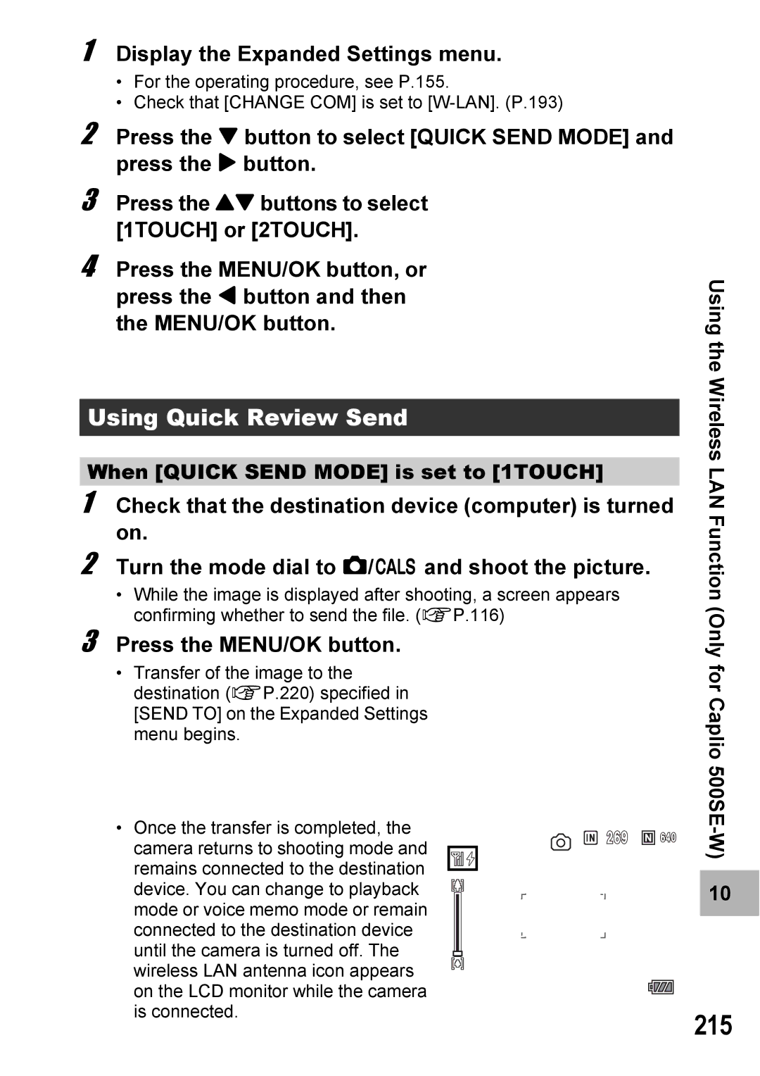 Ricoh 500SE manual 215, Display the Expanded Settings menu 