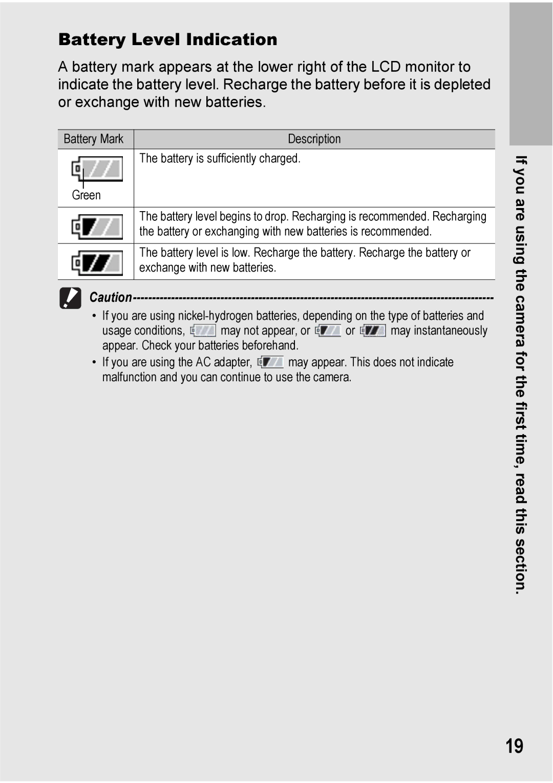 Ricoh 500SE manual Battery Level Indication 