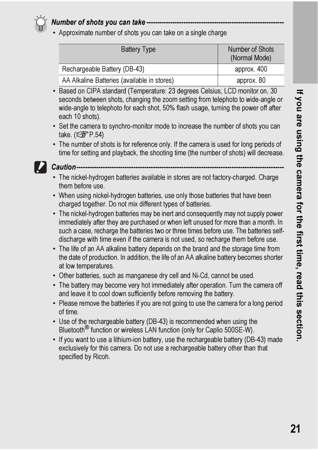 Ricoh 500SE manual Number of shots you can take 