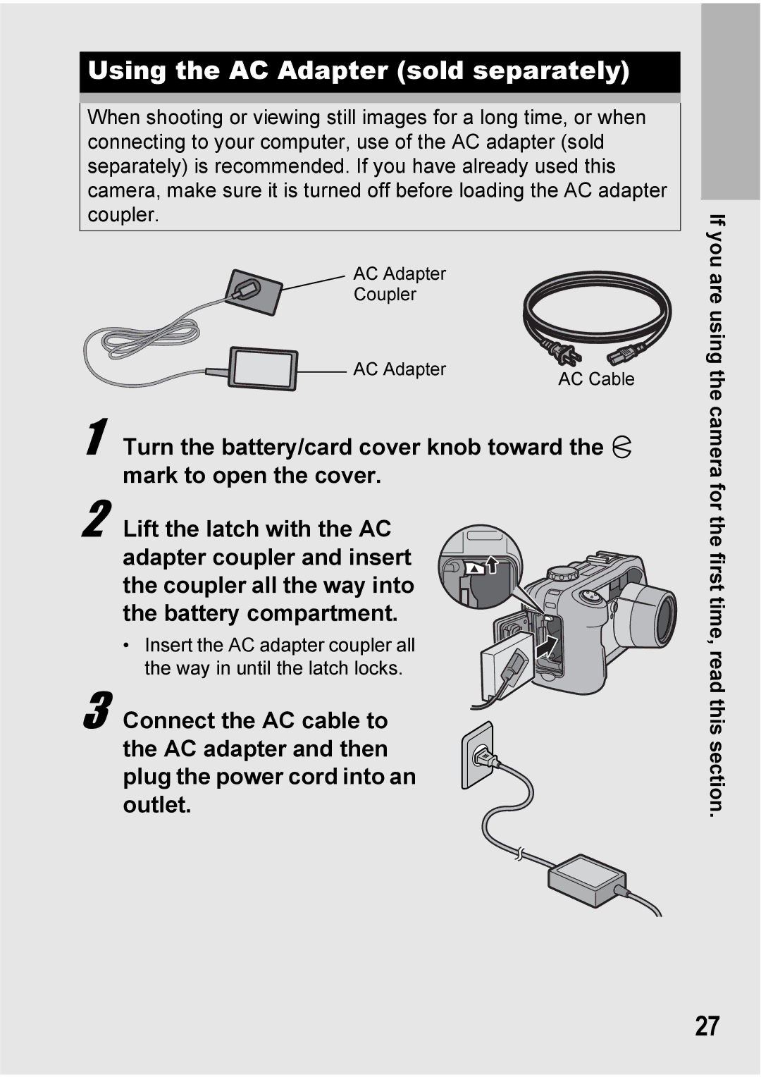 Ricoh 500SE manual Using the AC Adapter sold separately 