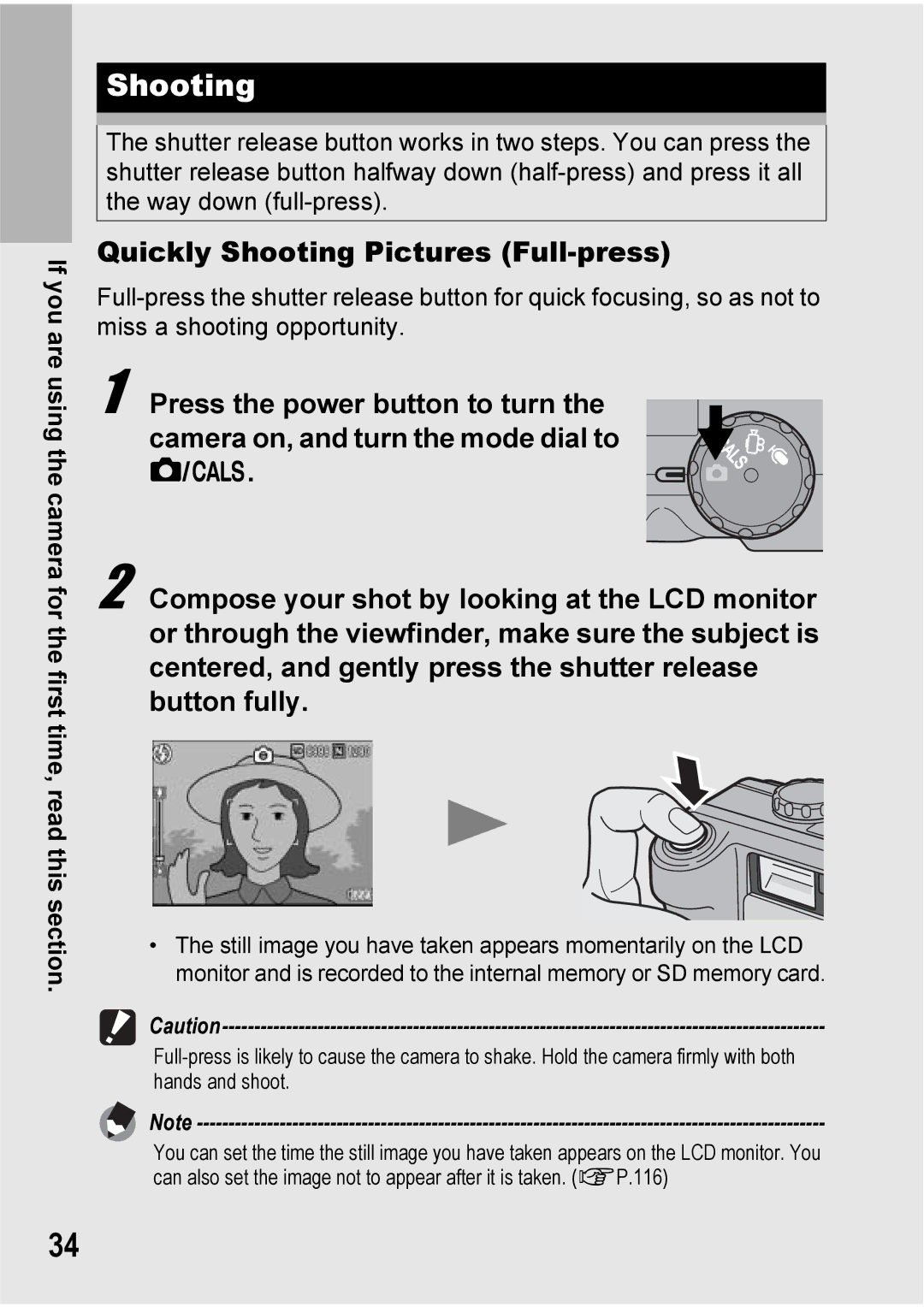 Ricoh 500SE manual Quickly Shooting Pictures Full-press 