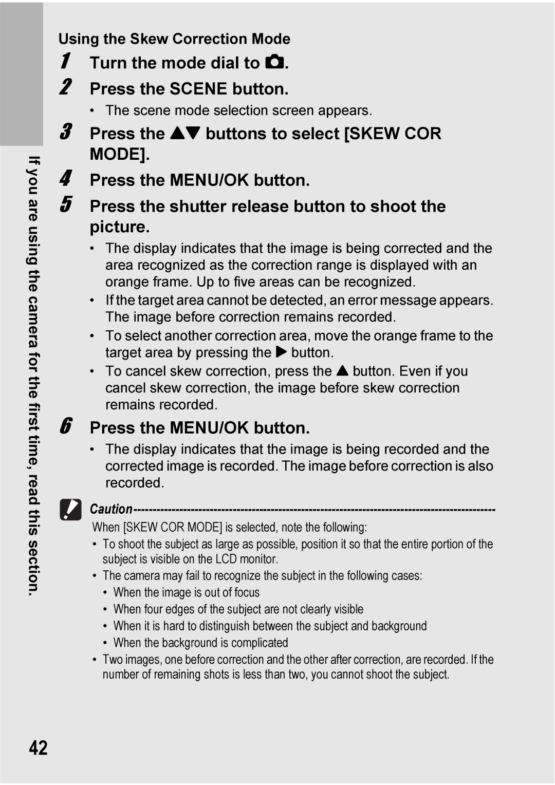 Ricoh 500SE manual Press the ! buttons to select Skew COR, Mode 