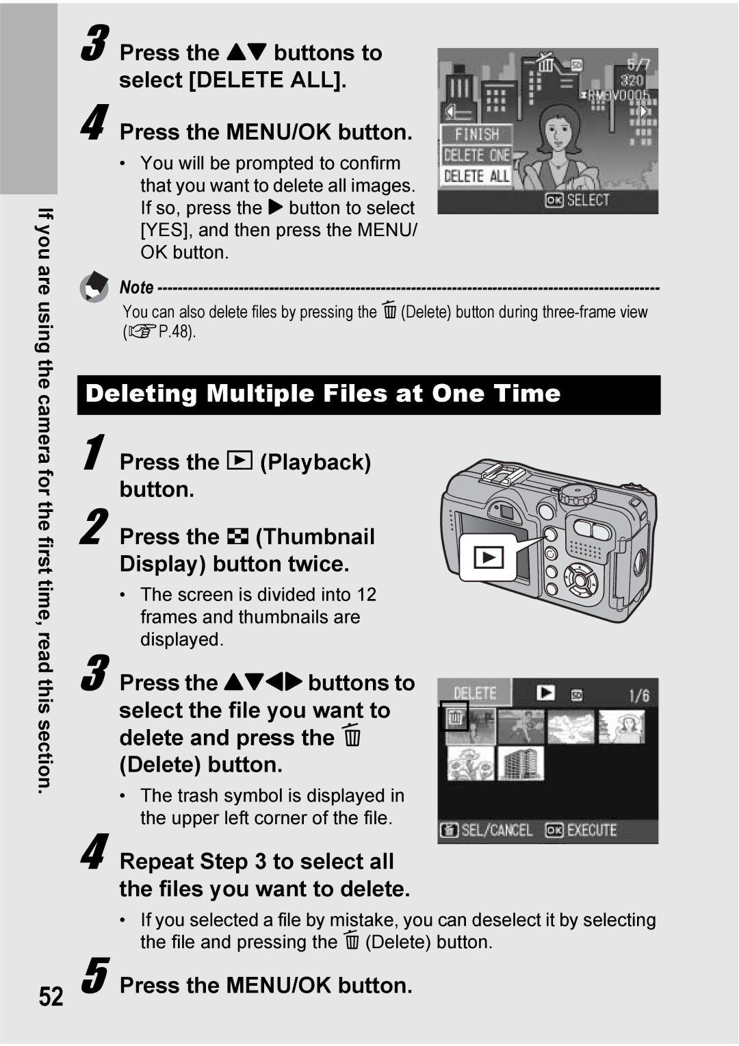 Ricoh 500SE manual Deleting Multiple Files at One Time, Repeat to select all the files you want to delete 