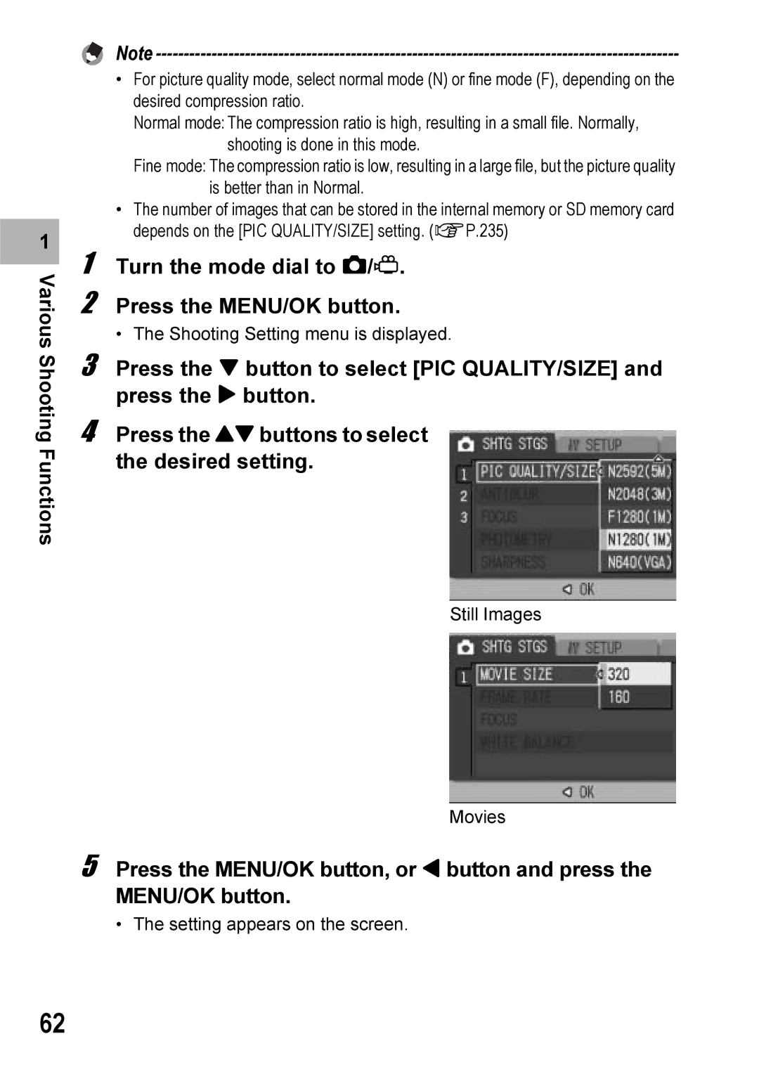 Ricoh 500SE manual Turn the mode dial to 5/3 Press the MENU/OK button, Press the MENU/OK button, or # button and press 