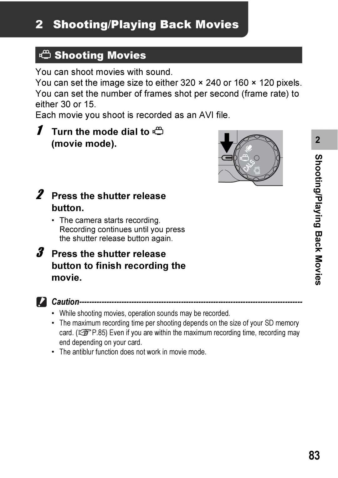 Ricoh 500SE manual Shooting/Playing Back Movies, Shooting Movies 