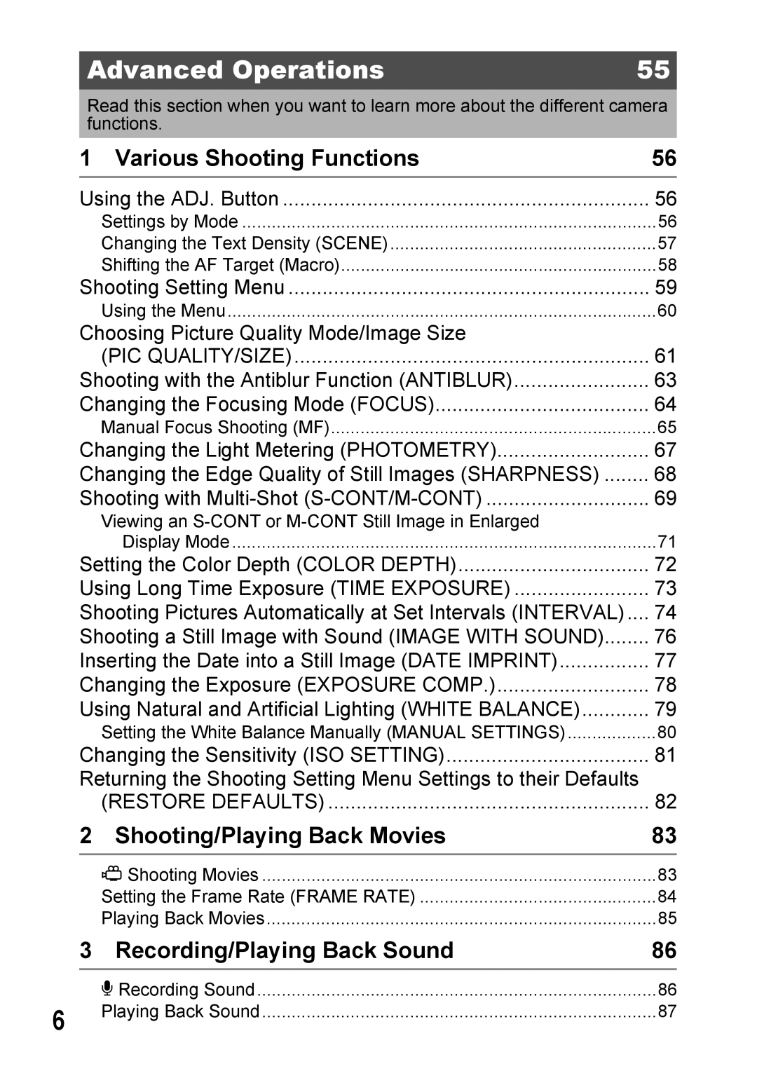 Ricoh 500SE Advanced Operations, Various Shooting Functions, Shooting/Playing Back Movies, Recording/Playing Back Sound 