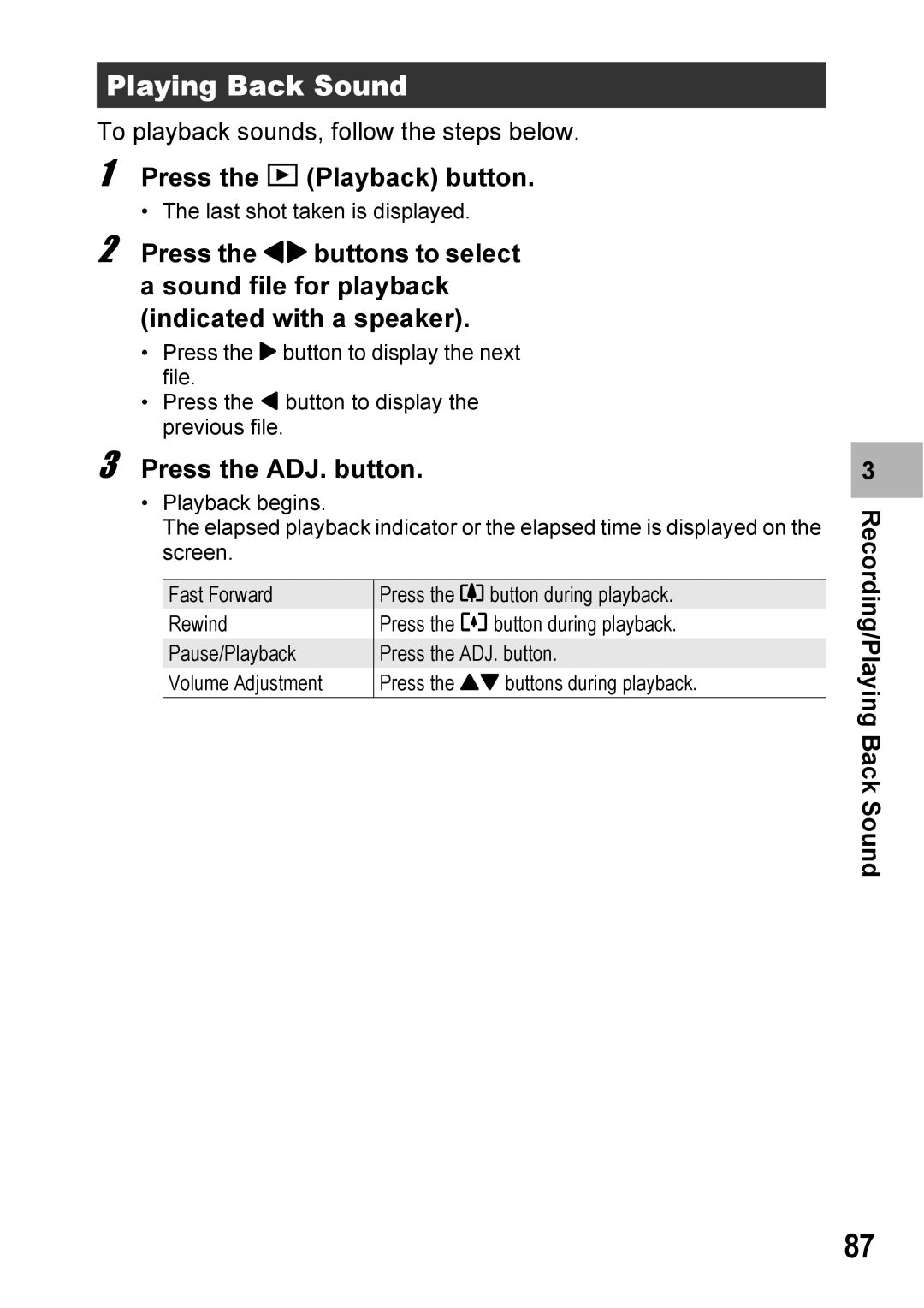 Ricoh 500SE manual Playing Back Sound 