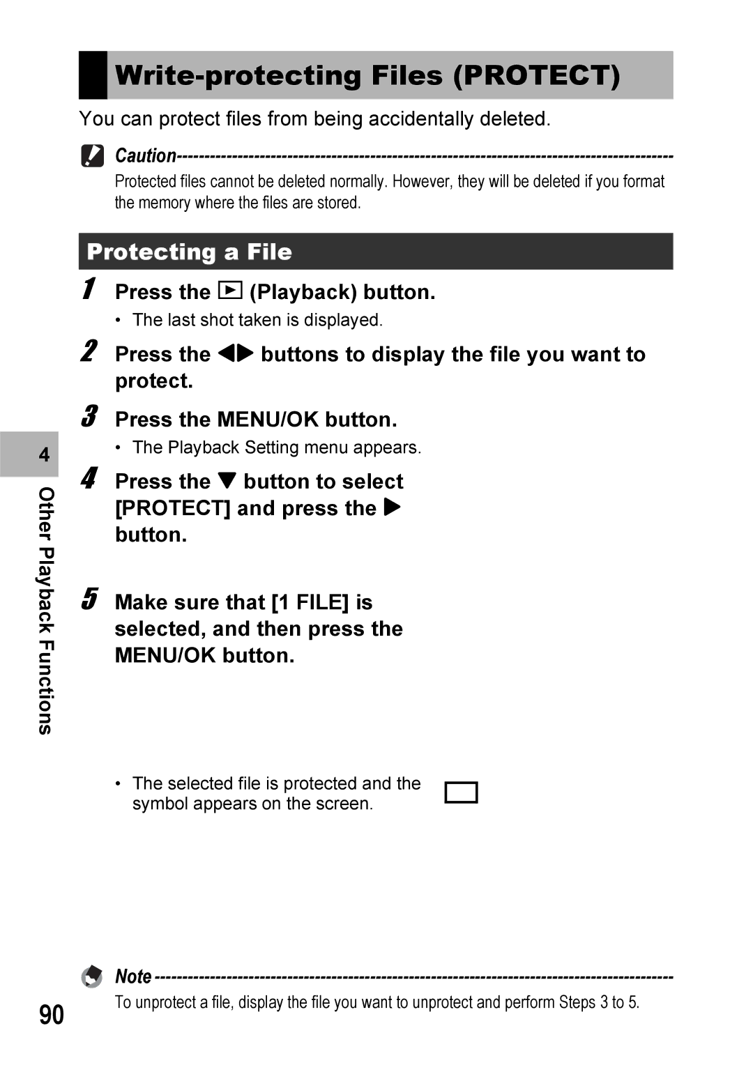 Ricoh 500SE manual Write-protecting Files Protect, Protecting a File 