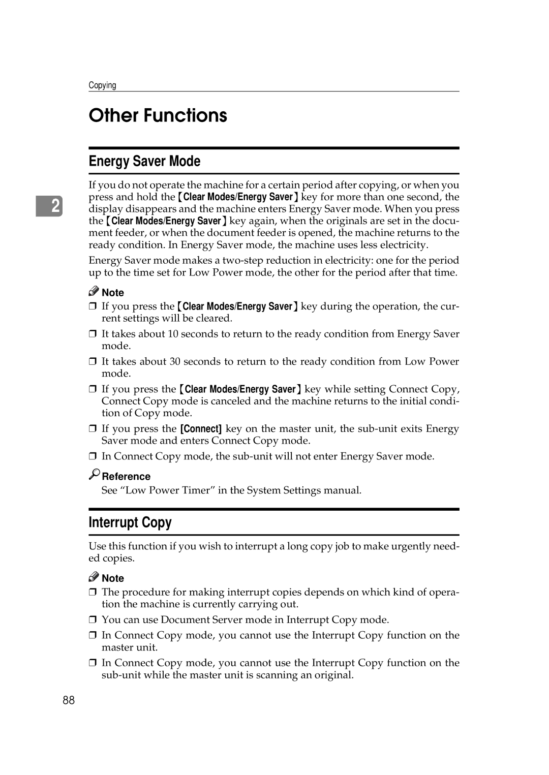 Ricoh 551, 700 manual Other Functions, Energy Saver Mode, Interrupt Copy 